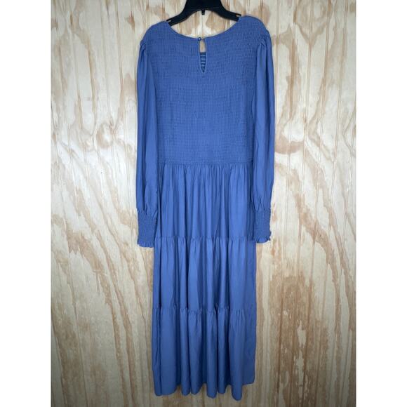 Zesica NWT Tiered Midi Maxi Dress, Size Large, Long Sleeve, Smocked Top, Rayon - Picture 2 of 9